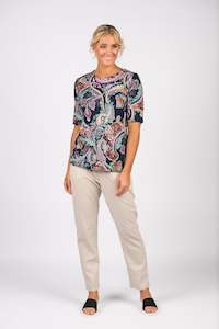 Spring Summer 25 Tops: Round Neck Knit Top - Persia