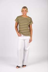 4363S Drop Sleeve Top - Sage Stripe