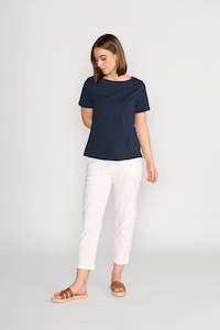 Spring Summer 25 Tops: Boat Neck Top - Ink