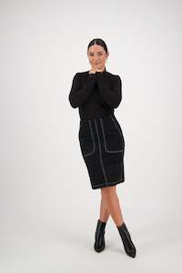 All Skirts: 7054W Knee Length Skirt - Black