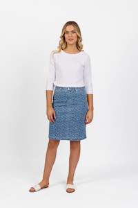 372AV Denim Skirt - Ditsy Floral