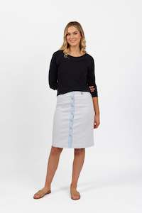 7058 Knee Length Skirt - Sky Blue