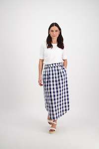 Sale Skirts: 7045 Mid Length Skirt - Navy Check