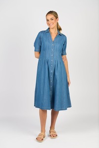 All Dresses: 6114 Button Up Dress - Mid Wash