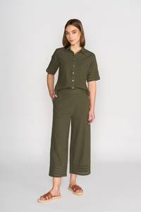 Pull On Pants: 5032 Wide Leg 7/8 Pant - Olive