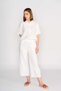 Wide Leg 7/8 Pant - White