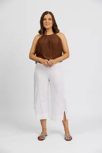 Paris Wide Leg Crop - White