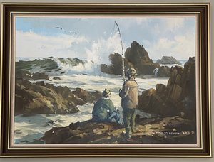 John Crump oil fishing on the south coast - Vaughan Antiques
