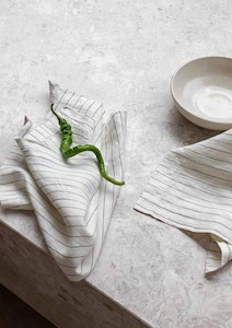 Striped Olive Linen Table Napkin Set