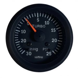 15 PSI Boost Gauge Chrome Bezel Black Dial Veethree