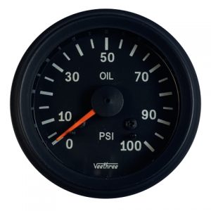15 PSI Boost Gauge Chrome Bezel Black Dial Veethree