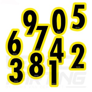 Products: Yellow Number Stickers - Veloce Karting PDB Racing Team New Zealand