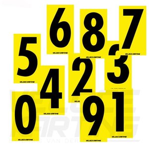 Yellow Number Stickers (Square) - Veloce Karting PDB Racing Team New Zealand