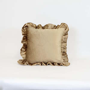 Cushions: Velvet Pleat Cushion | Antique Gold