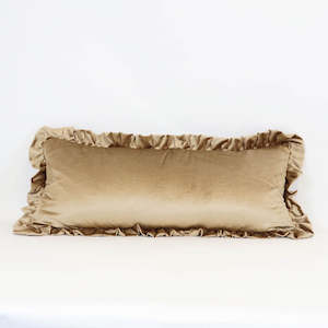 Cushions: Velvet Pleat Lumber Cushion | Antique Gold