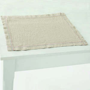 French Linen Placemat | Natural/Blue/Red