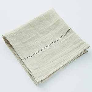 Table Linen: Rythmo Linen Napkins | Natural/Black