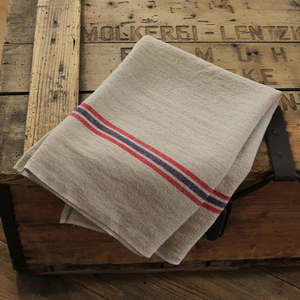 Drapeau Tea Towel | Linen/Blue/Red