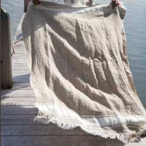 Belgian Fouta Throw | Flax Stripe