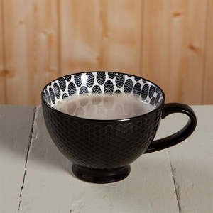 Serveware: Latte Stoneware Mug | Black Stamped
