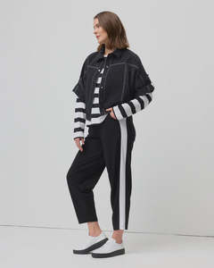 Pants Shorts: Marco Polo Side Stripe Ponte Legging | Black