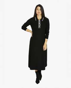 Jump Tipped Collar Dress | Black