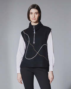 Peruzzi-Zip Knit Tabard | Black/Ecru
