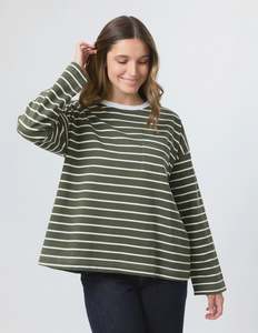 Tees Tanks: Drop Shoulder Tee | Khaki Stripe