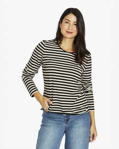 Jump Stripe Crew Long Sleeve Tee | Black/Barley