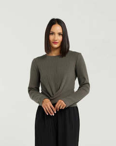 Et Alia Twist Long Sleeve Tee | Slate