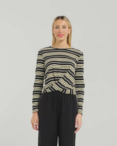 Et Alia Twist Long Sleeve Tee | Moss Stripe