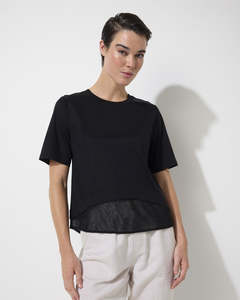 Marco Polo Mesh Panelled Tee | Black