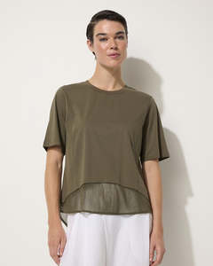 Marco Polo Mesh Panelled Tee | Moss