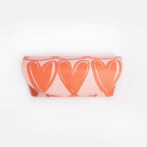 Eyewear: Eyeglass Flap Case | Pink Linked Hearts