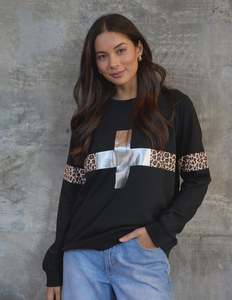 Stella + Gemma Classic Sweatshirt | Silver Cross Leopard