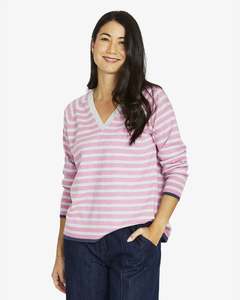 Jump Duo Stripe V Neck | Rose/Grey
