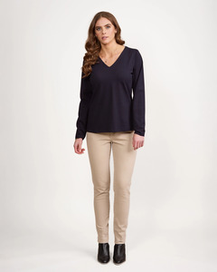 Vassalli - V Neck Long Sleeve Tee | Ink