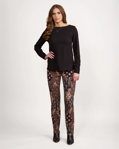 Vassalli  Boat Neck Long Sleeve Tee | Black