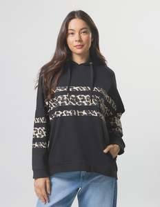 Stella + Gemma Newport Hoodie | Black Leopard Icon Stripe