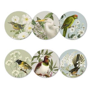 Wedding: NZ Birds & Botanicals Coasters | Set of 6
