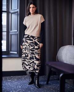 Peruzzi: Peruzzi-Jacquard Print Skirt | Sand/Black