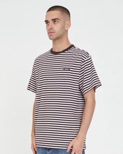Huffer Mens Stripe Sup Tee | Petal/Cocoa