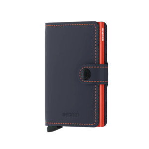Secrid Matte Leather Mini Wallet | Night Blue/Orange