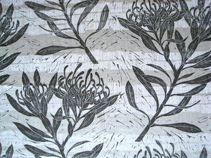 Waratah Coal - Hand screen printed Linen - by Ink & Spindle