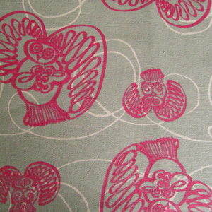 Swirley Owls - 100% Hemp - designed and printed