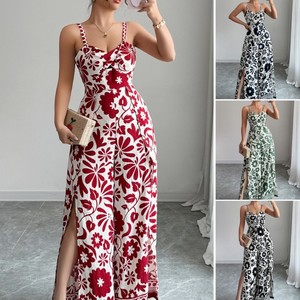 Products: Di Yun's European and American cross-border 2025 Spring/Summer elegant and stylish twist-printed small halter wide-leg one-piece long pants women's clothing