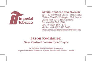 Imperial Tobacco: Jason Rodriguez