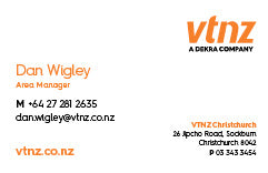 Area Manager: Dan Wigley 85 x 55mm