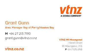 Area Manager: Grant Gunn 85 x 55mm