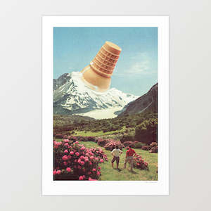 Art Print: 'Ice Cream Peak - Mountain Meltdown' Art Print by Vertigo Artography